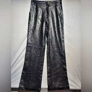 EUC Princess Polly black faux leather pants size 4 moto‎ straight leg flare
